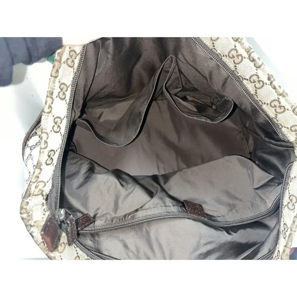 Gucci Vintage Monogram Canvas Tote Bag with Web Straps - Picture 2 of 8
